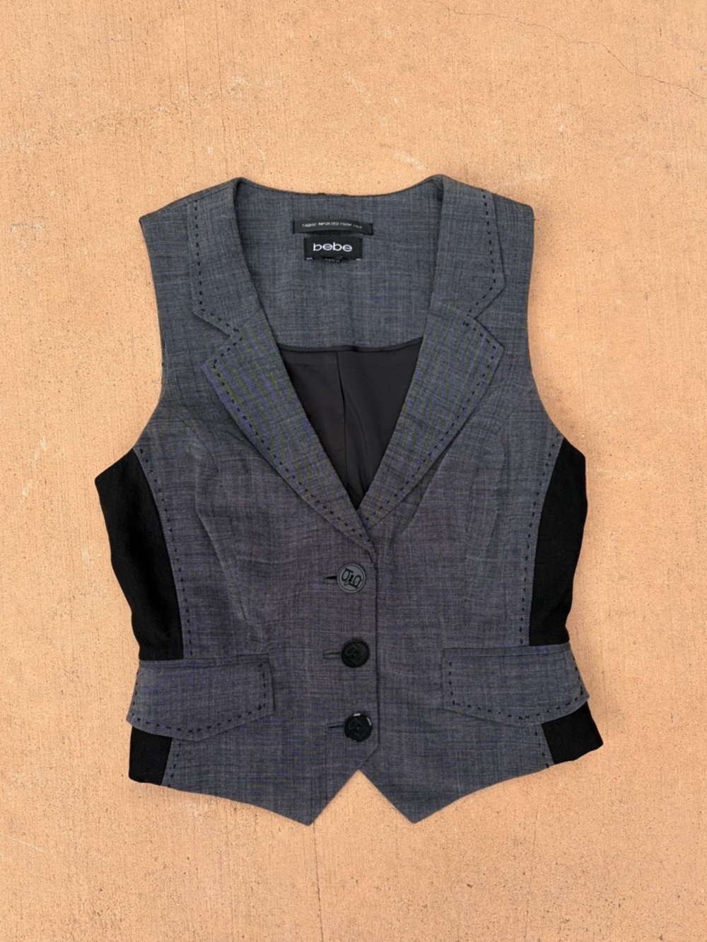 bebe Gray and Black Tailored Vest